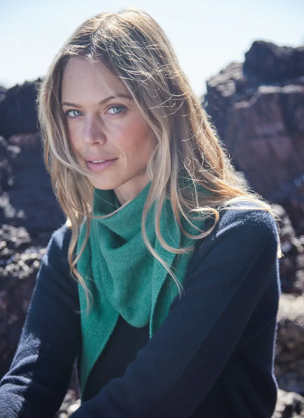 Fisherman Lambswool Seed Stitch Triangle Scarf
